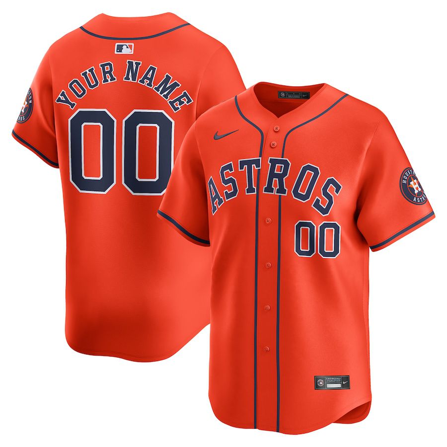 Men Houston Astros Nike Orange Alternate Limited Custom MLB Jersey->->Custom Jersey
